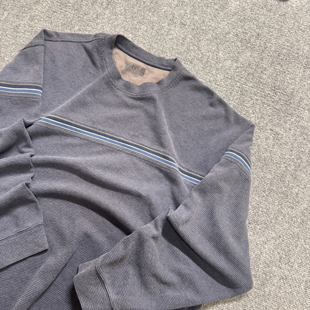 Y2K XG Sweatshirt Men's XL Striped Cotton Pullover Thermal Blue